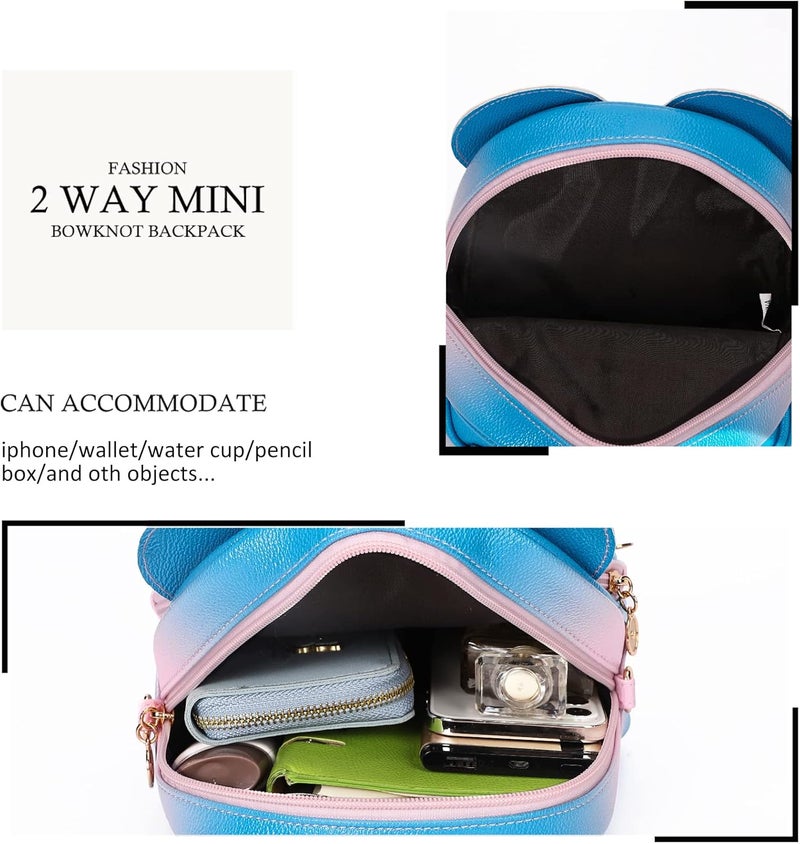 KL928 Girls Mini Backpack Bowknot Polka Dot Cute Small Daypacks Convertible Shoulder Bag Purse for Women - Image 4